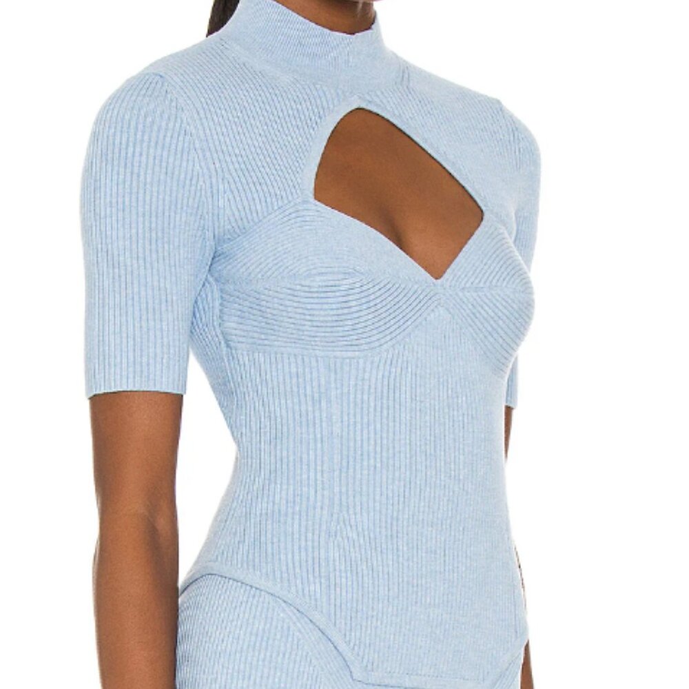 Fleur Du Mal Corset Knit Top in Ice Queen- medium